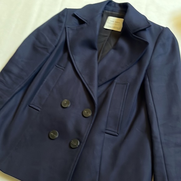Zara Navy Double Breasted Coat - Picture 4 of 5